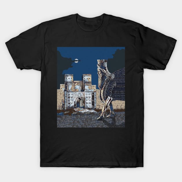 Ishtar Gate and Lamassu T-Shirt by doniainart